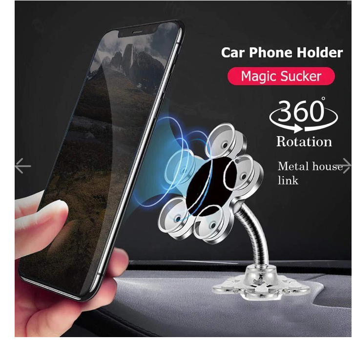 360 Rotatable Flower Shape Cellphone Holder Car & Mount Sucker Stand (Multicolored)