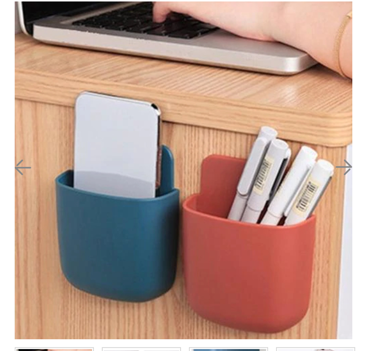 Wall Mounted Storage Case with Mobile Phone Charging Port Plug Holder - Pack of 4 Pcs